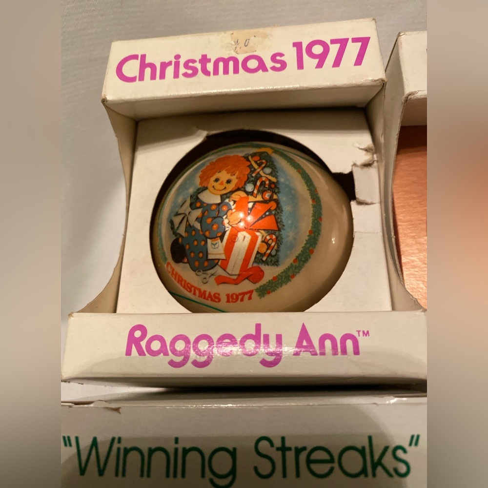 Schmid Raggedy Ann and Andy Ornament Ball Lot 5 Vintage - Picture 2 of 15